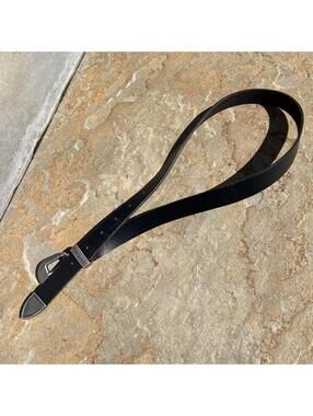 Y2K Black Leather Metal Tip Belt